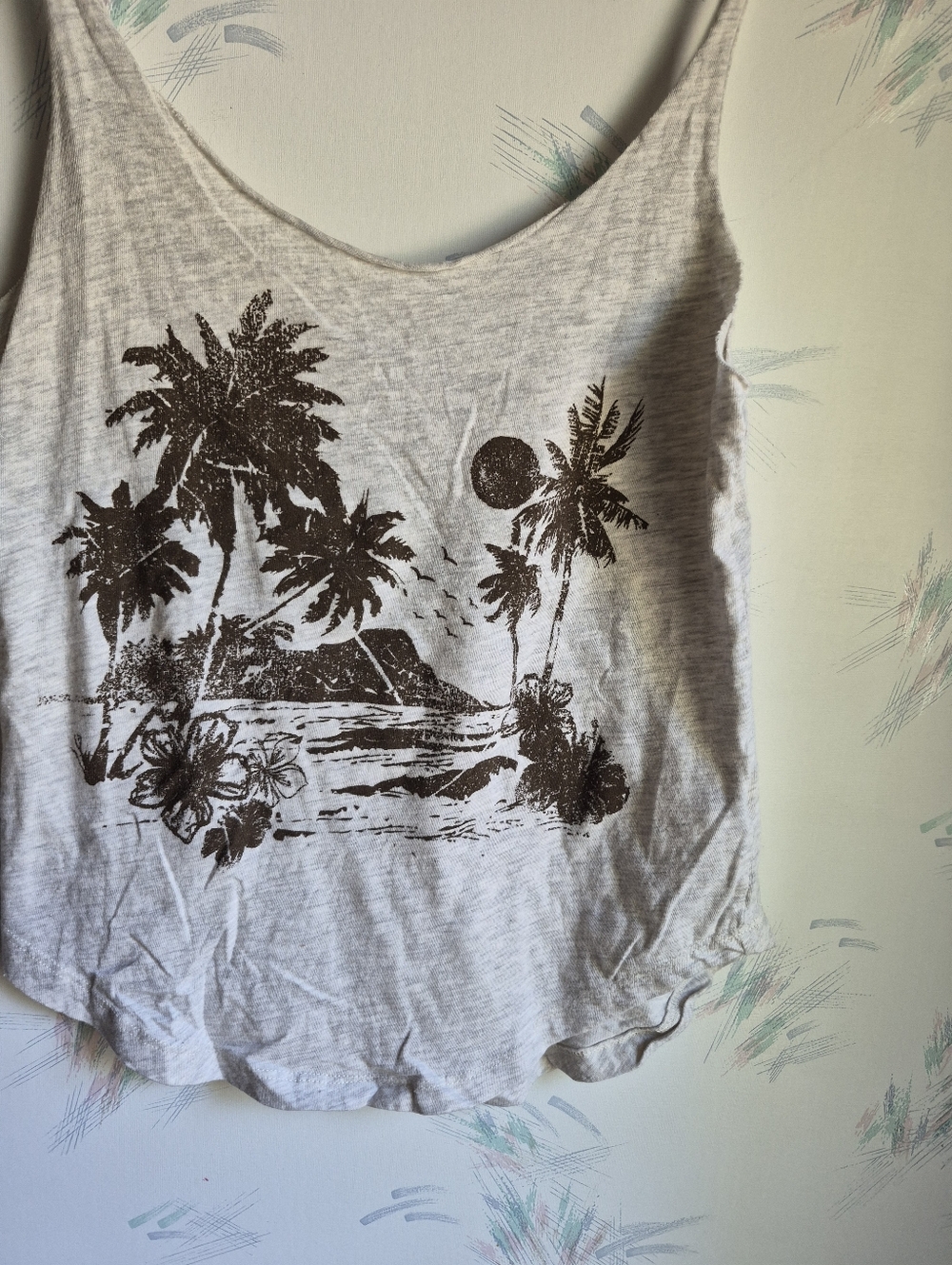 Roxy Gray Tropical Beach Tank Top DIY Small - Picture 3 of 7